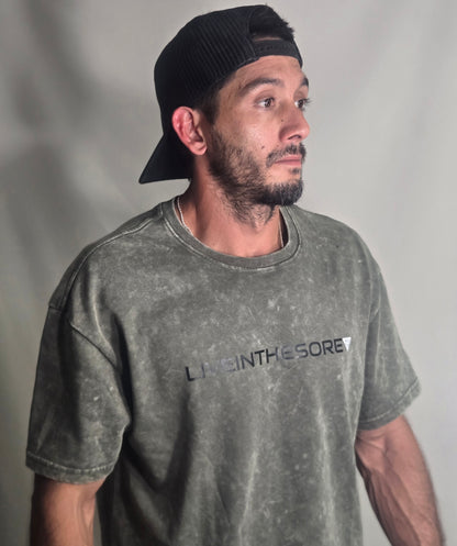 LIVEINTHESORE ACIDWASH GREEN T